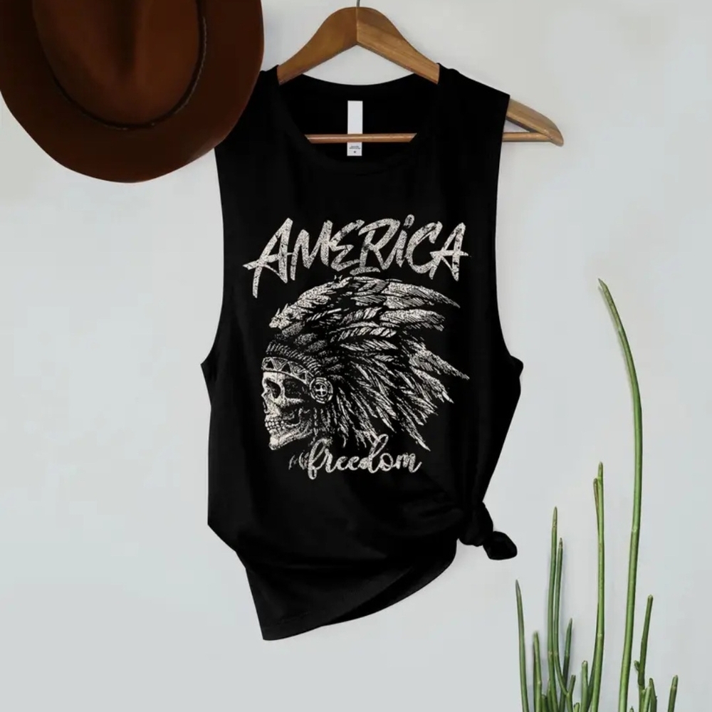 American Freedom Skull Muscle Top